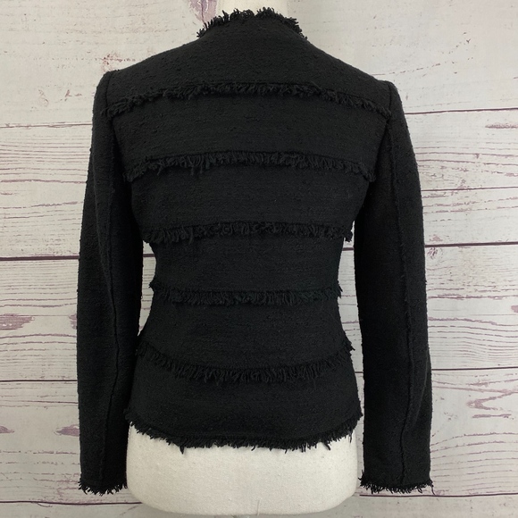 REBECCA TAYLOR Tweed Cotton Raw Hem Jacket - Picture 4 of 6